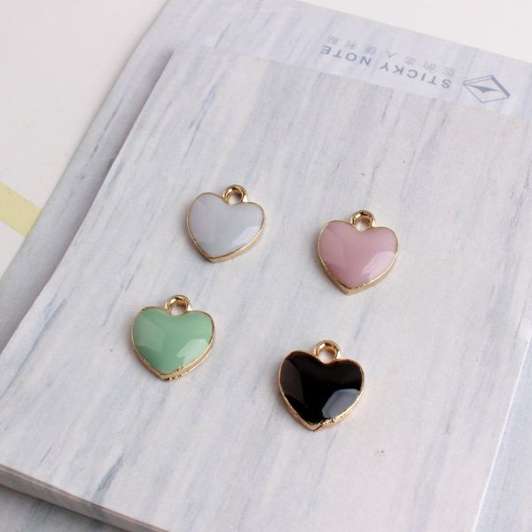 

10pcs 12*13mm fashion diy enamel heart charms for bracelet, handmade metal alloy heart pendants dangle jewelry making, Bronze;silver