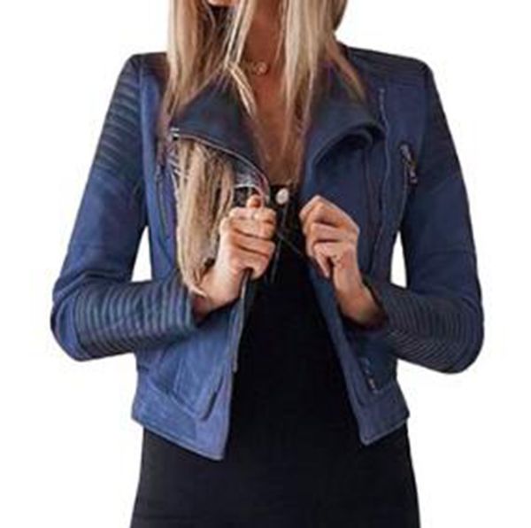 

the woman winter high-quality goods han version new fund fashion trend individuality slim body keeps warm the pure color leather coat /s-3xl, Black