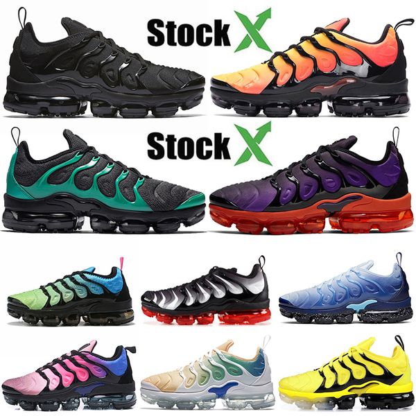 

size 13 2020 chaussures cushions tn plus running shoes triple black sunset men white black green bumblebe speed red off women sport sneakers