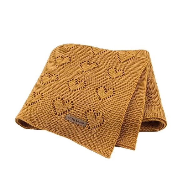 

hot 100x80cm solid color полые сердце knit одеяло постельные принадлежности одеяло пеленальный wrap