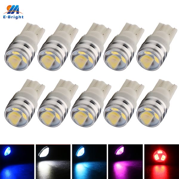 

ym e-bright led t10 w5w car light bulbs auto lamp 194 168 2835 reading instrument lights 12v 3smd with lens white red blue 10pcs