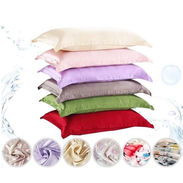 

hot silk satin pillow cover home multicolor ice silk simulation of pure single pillowcases oxford pillowshams v5407 pillow case