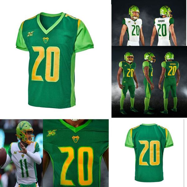 

2020 гадюк трикотажного мужского jones seantavius ​​джерси kj майя стейси коли тарин фолстон д.дж. мое grren xfl трикотажные изделия футбол, Black;red