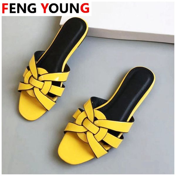 

summer slides fashion patent leather open toe flat casual shoes women slipperssandal beach flip flops size 41, Black