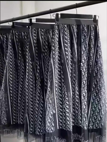 

2019 new de ign fa hion women 039 logo letter print ela tic wai t gauze me h a line maxi long kirt m l