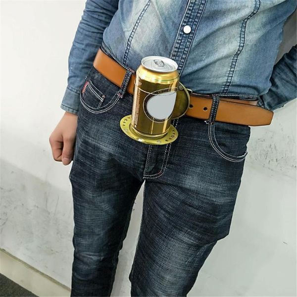 

metal beer head belt funny bottle buckle for camping can holder funny bottle buckle for camping picnic wine can holder, Black;brown