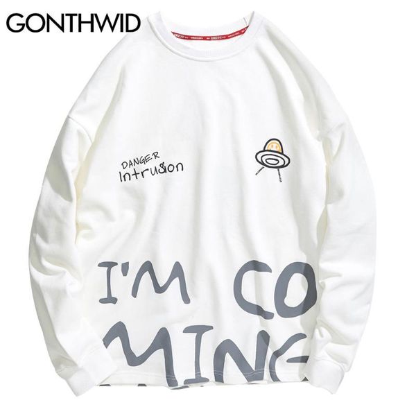 

gonthwid funny danger intrusion print pullover sweatshirts harajuku hip hop casual streetwear hoodies 2020 mens fashion, Black