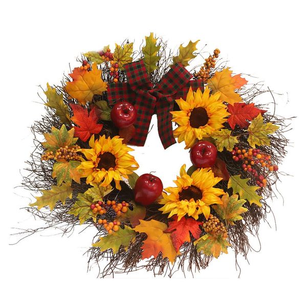 

yfashion delicate fall door wreath 17.7inch autumn colors home decor covered outdoor use