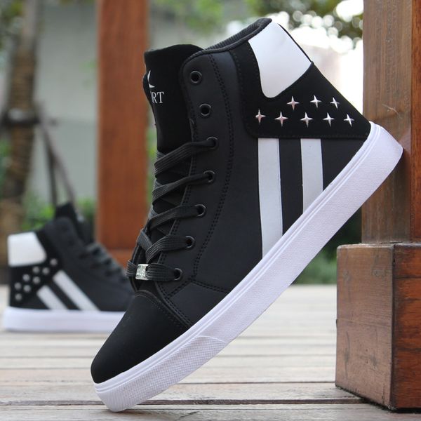 

2019 men shoes fashion warm fur winter men boots autumn leather footwear for man new high canvas casual shoes, Black