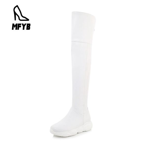 

mfyb women's boots 2019 winter new comfortable thick platform waterproof platform 35-43 large size over the knee women's boots, Black