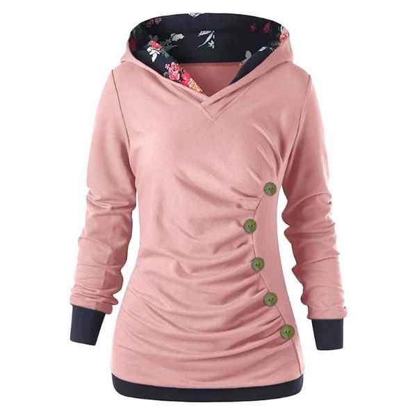 

hoodies women kawaii moletom long sleeve hoodies with button printed sweatshirt women autumn sweatshirt sudadera mujer, Black