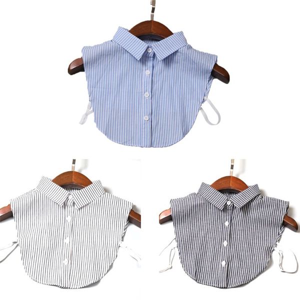 

vertical striped detachable collar women/man vintage choker necklace detachable lapel shirt fake false collar clothing accessoir, Blue;purple