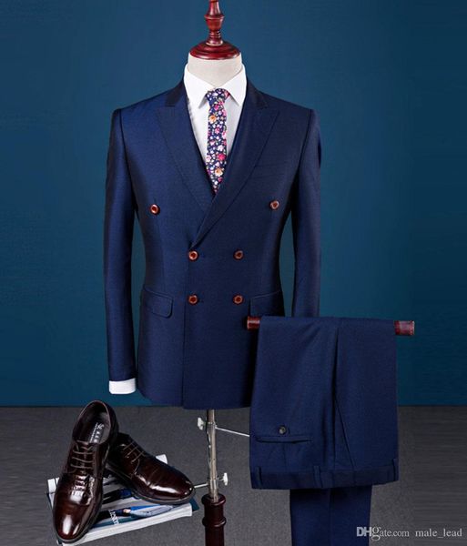 

handsome groomsmen double-breasted groom tuxedos mens wedding dress man jacket blazer prom dinner 2 piece suit(jacket+pants+tie) 309, Black;gray