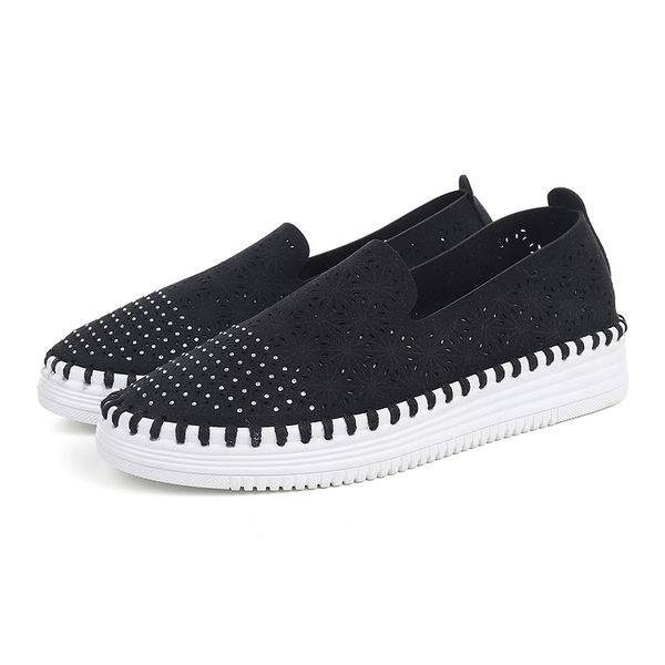 

2020 spring women flats shoes woman cutout loafers slip on ballet flats ballerines 8157-2 black