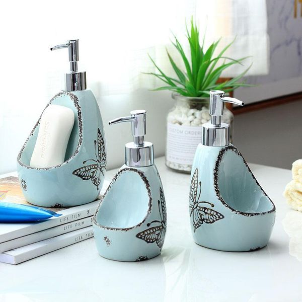 

home kitchen hand press type ceramic lotion bottle toilet hand washing liquid container with soap seat pump header shampoo soap dispenser