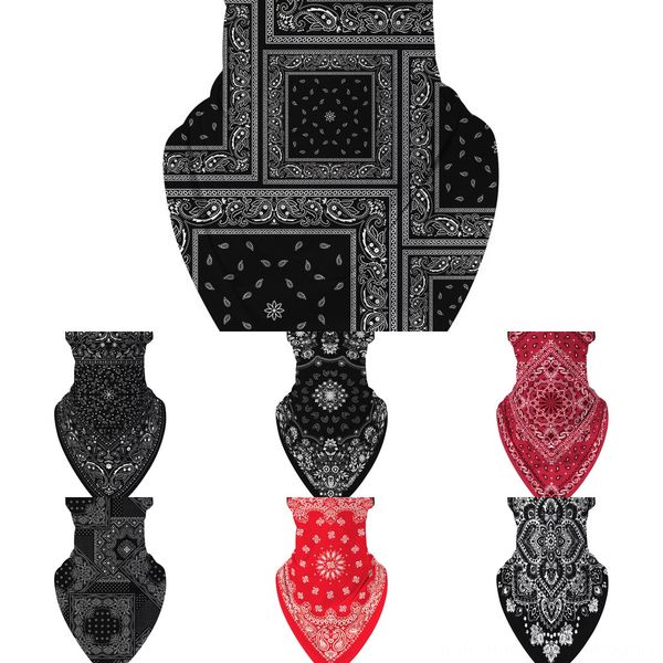 

xwfbb fleece cycling face mask neck triangle scarf bandana headwear scarf ski breathable face cover warmer fishing riding facemask, Black