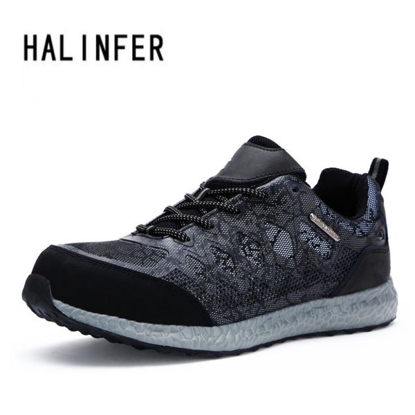 

halinfer men safety shoes with steel toe caps mesh 2018 new summer breathable puncture proof casual working shoes man safety, Black