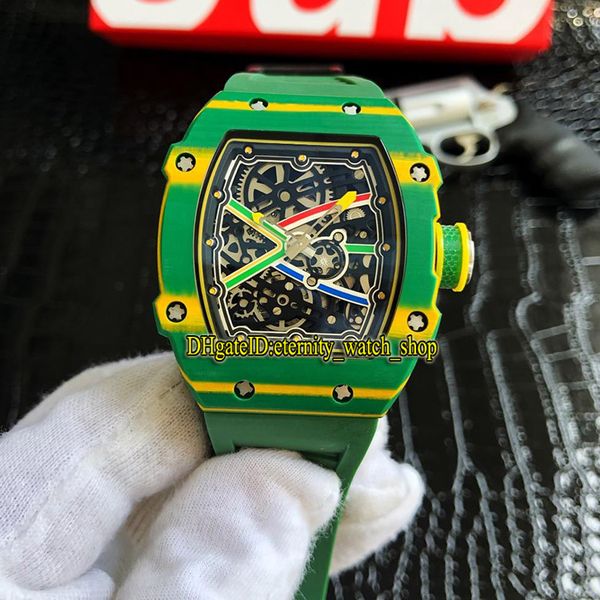 

version rm 67-02 sprint wayde van niekerk tptÂ® carbon fibre case skeleton miyota automatic rm67-02 mens watch rubber designer watches, Slivery;brown