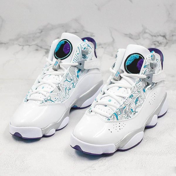 

men 6 rings basketball shoes 6s rare vintage champion pack sliver wolf white blue fashion designer boys womans sports trainers sneakers, White;red