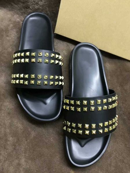 

топ донна шипованные красные нижние тапочки дизайнерские роскошные красные нижние туфли мужские заклепки шипы плоские тапочки, Black