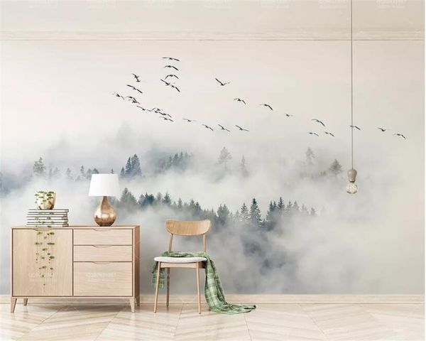 

Custom Wallpaper Photo wall mural wallpaper of Bird Pine Forest Clouds wall papel de parede 3d wallpaper papier peint, Customize