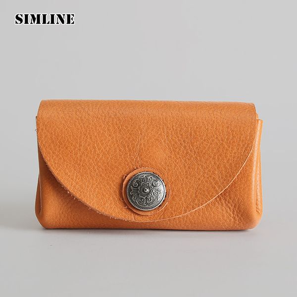 

simline vintage handmade genuine leather men wallet male short cowhide small wallets coin purse pocket card holder female women, Red;black