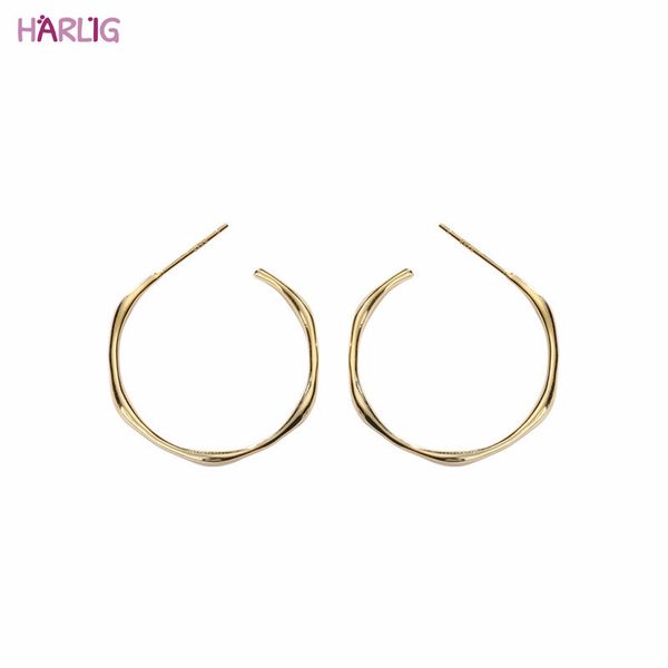 

harlig sterling silver 925 silver gold color hoop earrings for women allergy fashion jewelry ing, Golden;silver