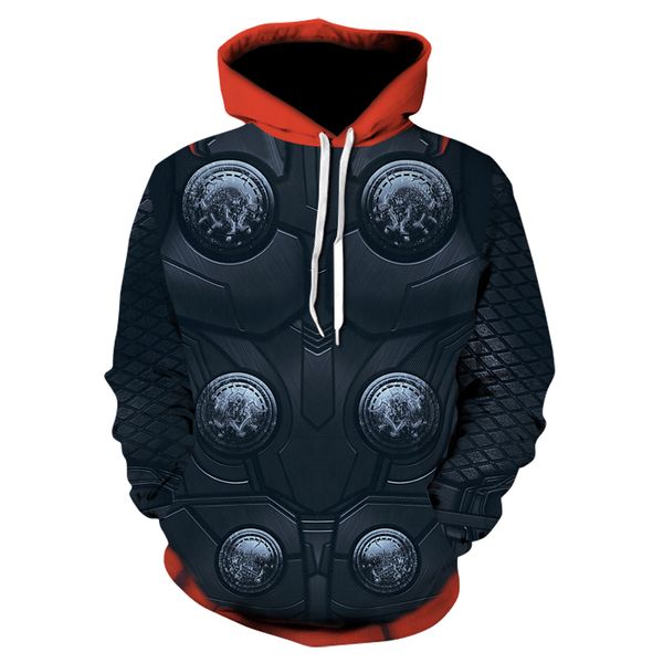 

2018 men's hoodie fashion mens 3d print pullover street casual cosplay sweatshirt 6xl, Black