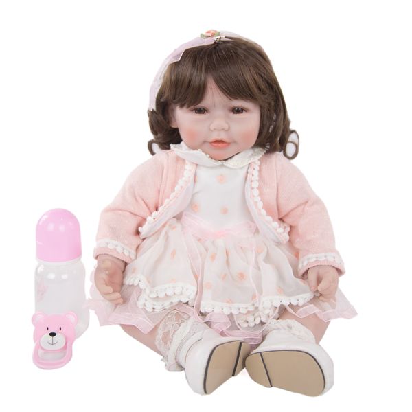 

clear stock doll cloth body reborn dolls 50cm cloth body lifelike cute baby doll newborn wig hair kid birthday gift playmate toy t200429