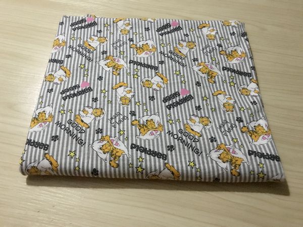 

cute garfield cat knitted cotton fabric patchwork sewing baby clothes pajamas handmade diy textile gift, Black;white