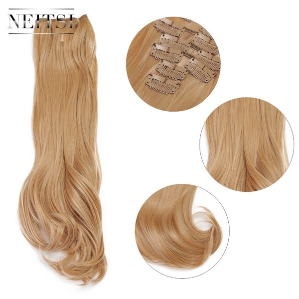 

neitsi 22'' 7pcs/set curly clip in synthetic hair extensions27#, Brown