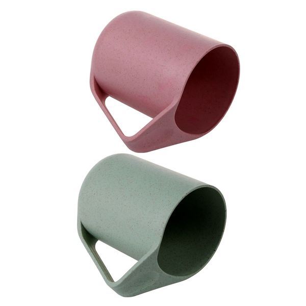 

Hot New 2Pcs Break-Resistant Creative Coffee/Tea Mug Cup Wheat Straw + Food Grage PP Plastic Color:Pink & Green