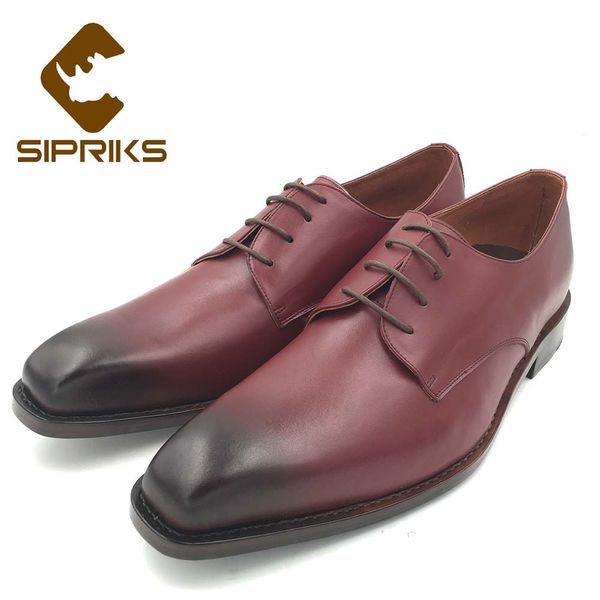 

sipriks mens burgundy dress shoes italian handmade goodyear welted shoes genuine leather business office prom social 44 45, Black