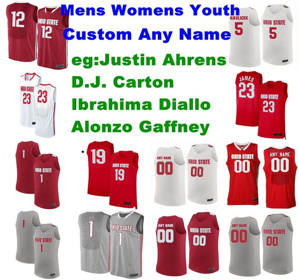 

штата огайо штата огайо кофта д'анджело рассел джерси майк конли аарон корабль джона хавличека 2020 баскетбольные майки мужские на заказ сши, Black