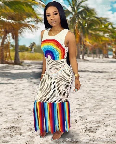 

принт женские платья совок шеи сексуальные дамы bodycon платье с кисточкой дизайнер повседневные платья прозрачный рукавов радуга, Black;gray