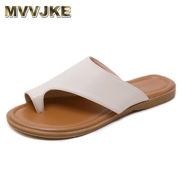 

mvvjke2019 women outdoor slippers ring toe flats casual shoes flip flops slides mules flat heel summer shoes plus size, Black