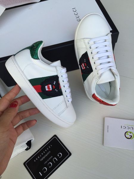 

20ss designer children boy girl sneaker casual shoes for kids low italy brand ace bee stripes shoe walking sports trainers, Black