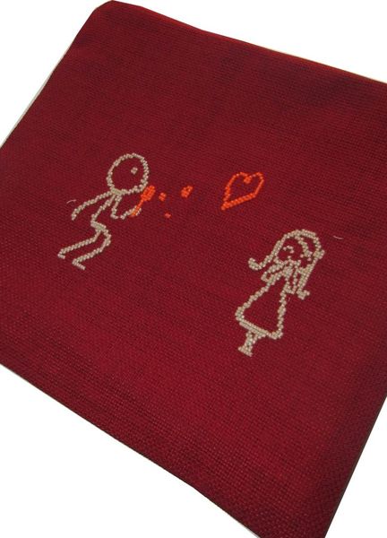 

pafuli handmade embroidery embroidered clutch bag heart balloon red