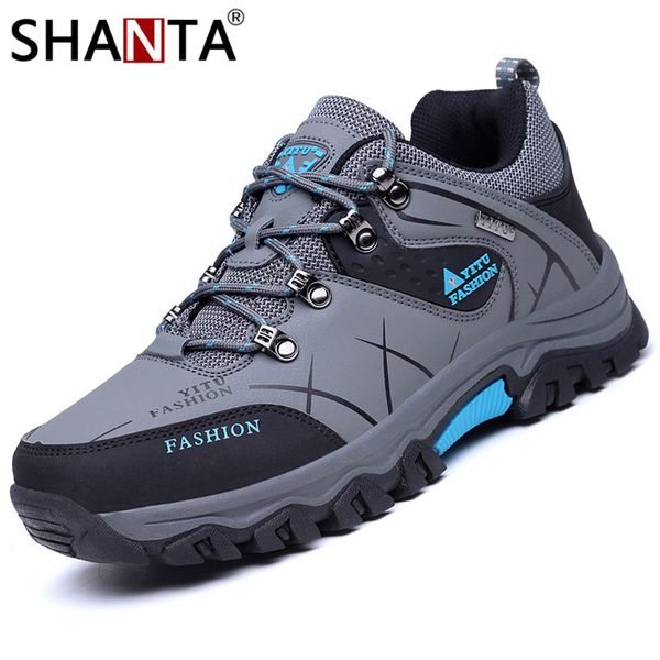 

shanta men boots leather outdoor sneakers 2019 winter comfortable male casual shoes zapatos de hombre plus size 47, Black