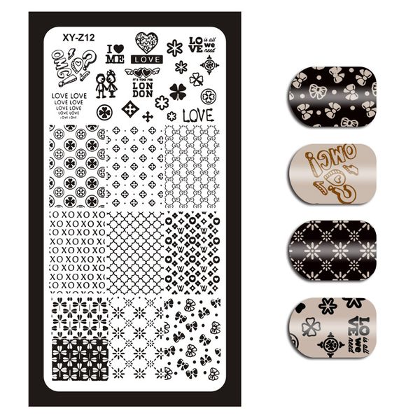 

1piece 32 styles(01-32) stamping template rectangle flower love cartoon floral nail art image plate nail stamping plates xyz012#, White