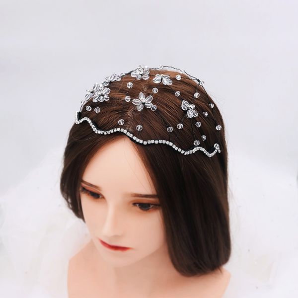 

wedding hair accessories design light luxury wedding jewelry heavy industry woven crystal tendril hairband bride pressure crown, Silver