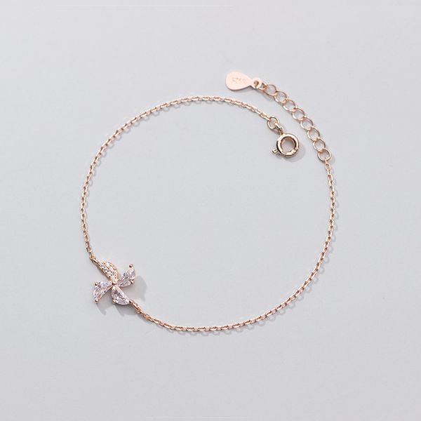 

925 sterling silver ветряная форма transparent циркониевый браслет способа ювелирных изделий rolo цепи для женщин lady дочерняя подарок, Golden;silver