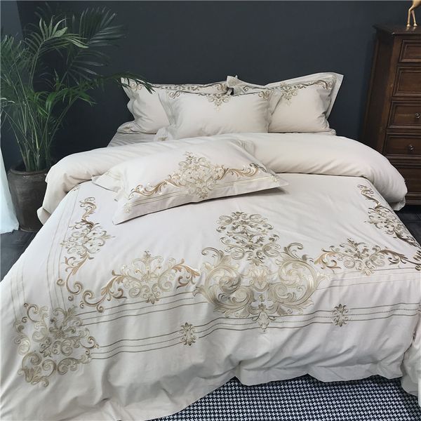 Coffee Egyptian Cotton Linen Bedding Set Queen King Size Bed Sheet