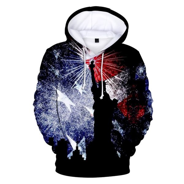 

aikooki new fashion independence day 3d hoodies men/women popular casual men's hoodie fourth of july sweatshirt pullover hooded, Black
