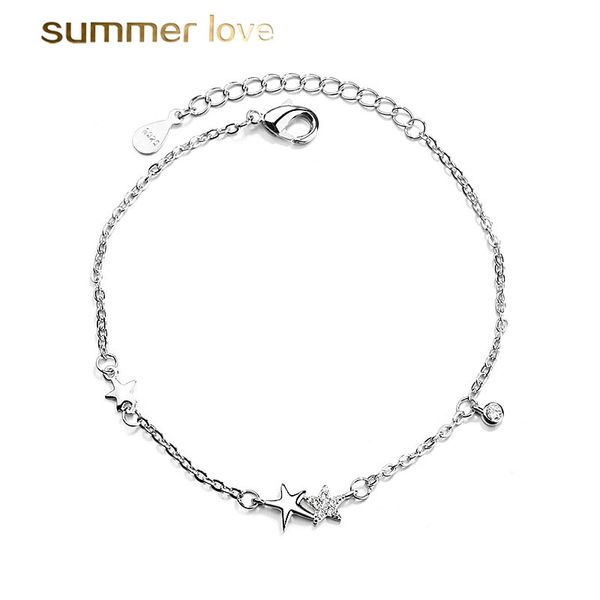 

new fashion sweet crystal luckly star bracelet for women trendy cubic zircon charm chain bracelet wedding jewelry gift, Black