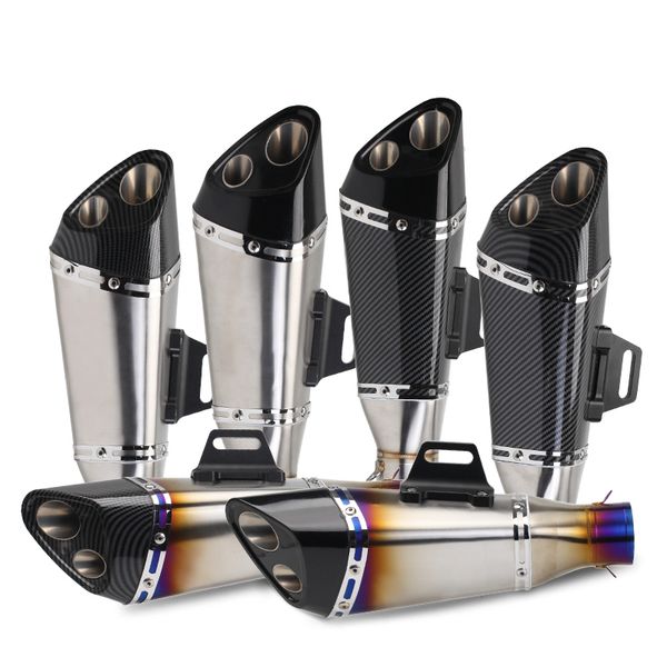 

motorcycle refitted jicun exhaust pipe oblique triangle carbon fiber double tail exhaust sports car r3 huanglong 600z800 general