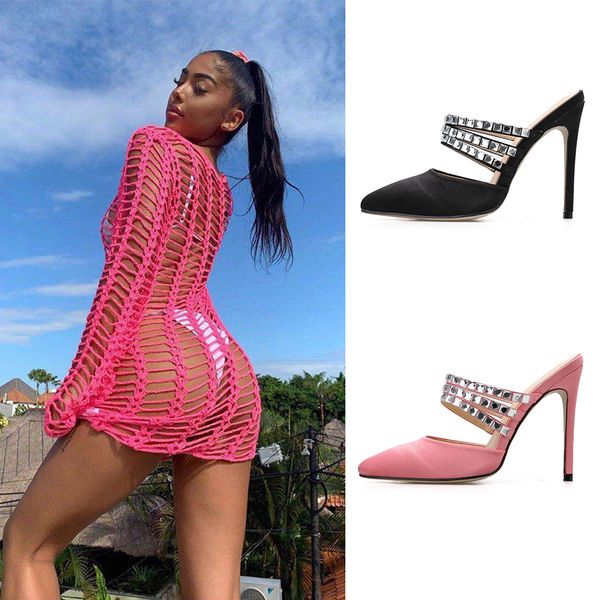 

5cm heels sandals women ankle strap summer shoes female plus size 41 block heels women shoes 2020 casual sandals, Black