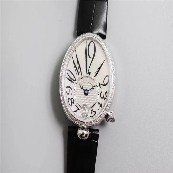 

zf factory lady automatic mechanical movement 36mm k gold goose row watch case inlaid with diamond sheepskin strap crime watch, Slivery;brown