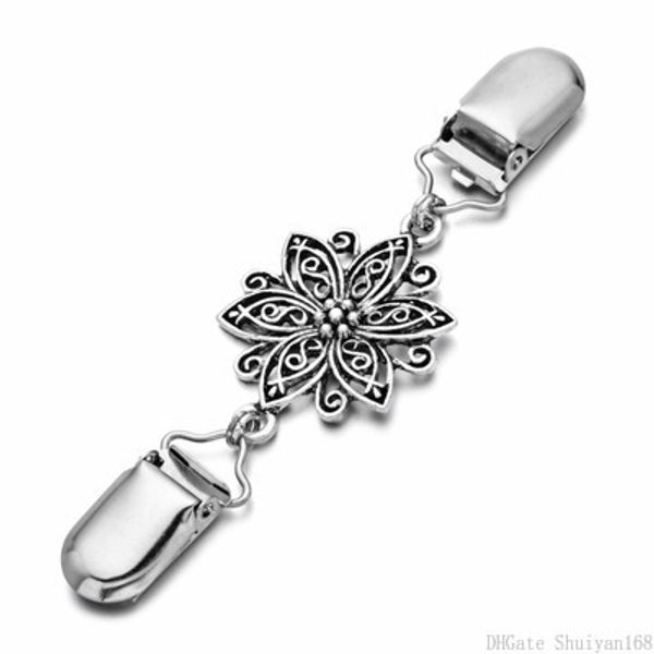 

vintage sweater shawl clip for dresses cardigan collar clip rose flower brooch pins clips for women girls jewelry accessory christmas gift, Gray