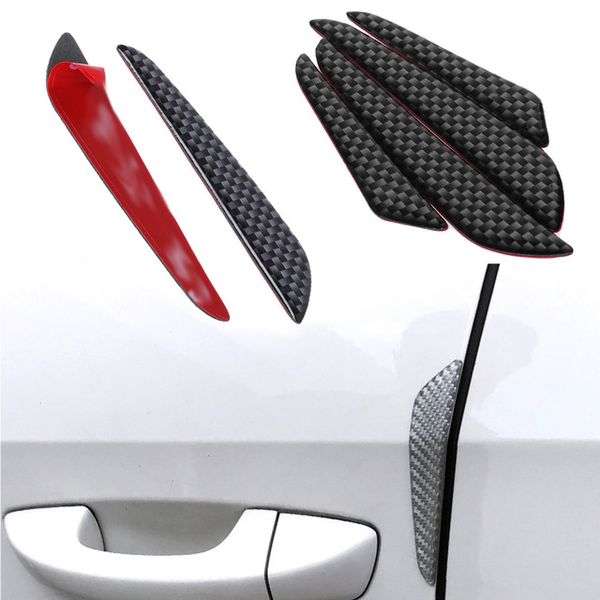 

4pcs carbon fiber car door edge guard strip scratch protector anti-collision trim strip molding crash sticker black accessories